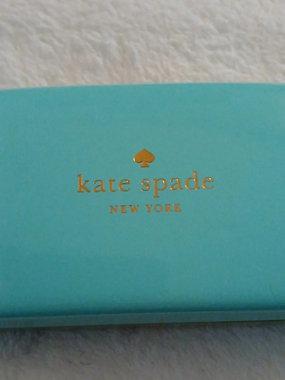 kate spade Turquoise & Olive Hard Eyeglass Case [Gold Logo] LIKE NEW!